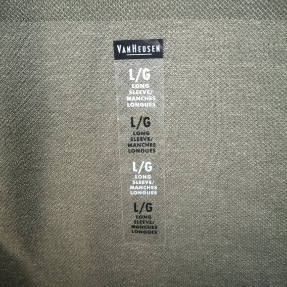 NWT Van Heusen Men's Size Large Green Beret 2 Button Closure Long Sleeves Polo - Picture 6 of 11